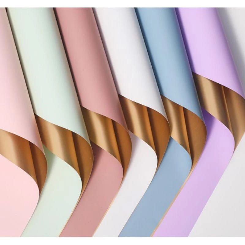 

Flower Wrapping Bi Colour Gold Cellophane Wrapping Paper Kertas Buket Bi color Buket