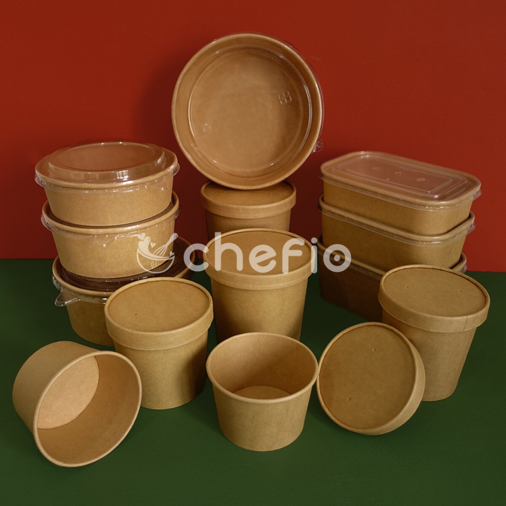 Paper Kraft Bowl Cup Cake Mangkok Kertas Makanan Coklat Laminasi