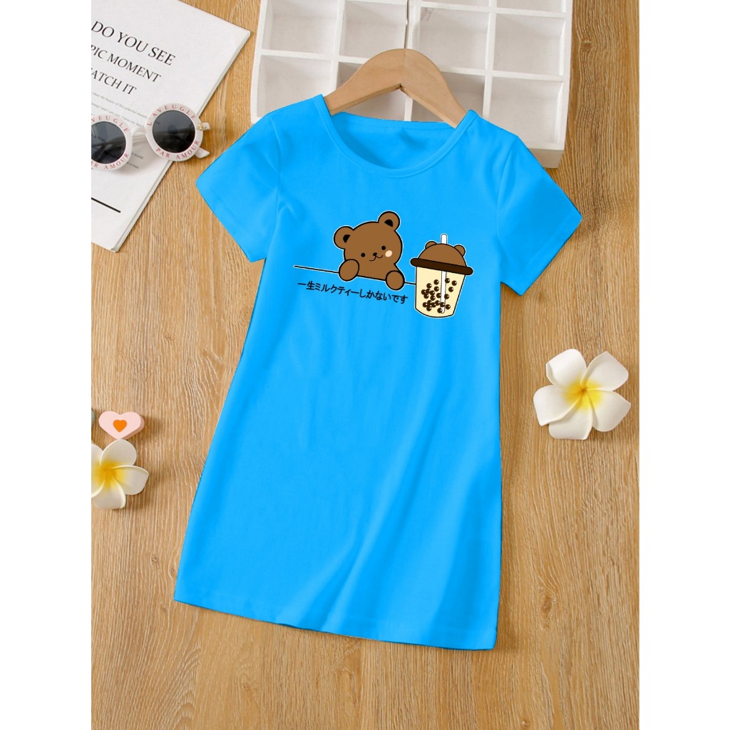 DRESS ANAK DASTER LUCU BERUANG BOBA TERBARU SIMPLE KEREN