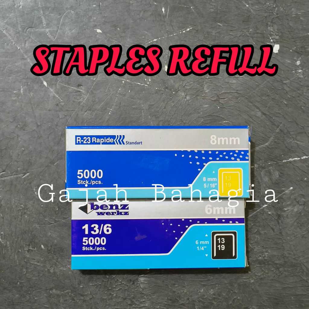 

Isi staples refill 13/6 Benz R23 Rapide 13/8 Hekter Stapler 6mm / 8mm