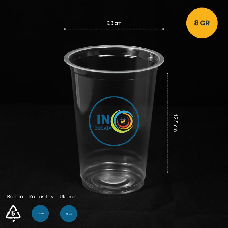 SABLON CUP 18oz - Merk Starindo - Datar & Oval - Gratis Design 3 Sisi 1 Warna