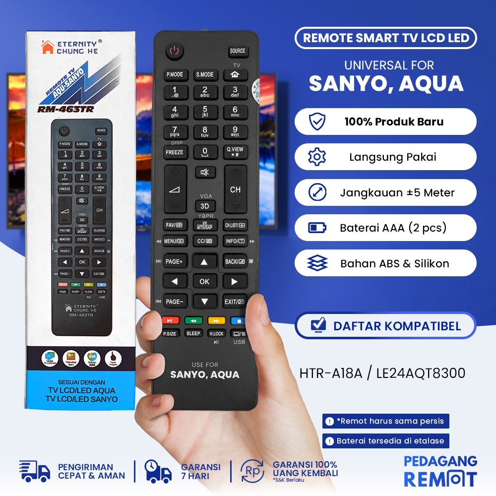 Remot Remote TV Sanyo / Aqua LCD LED Smart TV Multi Universal