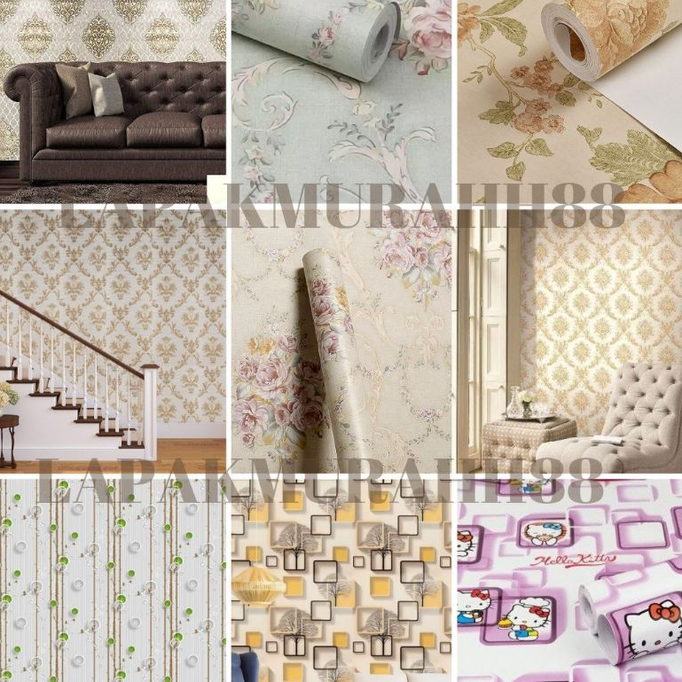 SHENAR WALLPAPER DINDING / STICKER DINDING TEMPEL SIZE 45CM X 8M / WALLPAPER KAMAR TIDUR BANYAK MOTIF