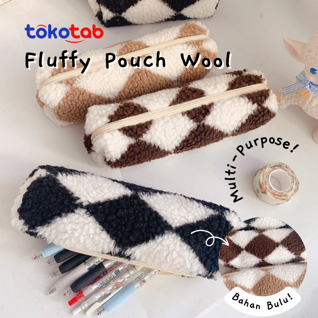 

Tokotab - Tempat Pensil Bulu Kotak Pensil Bulu Geometris Serbaguna Pouch Motif Catur Pencase Kotak-Kotak