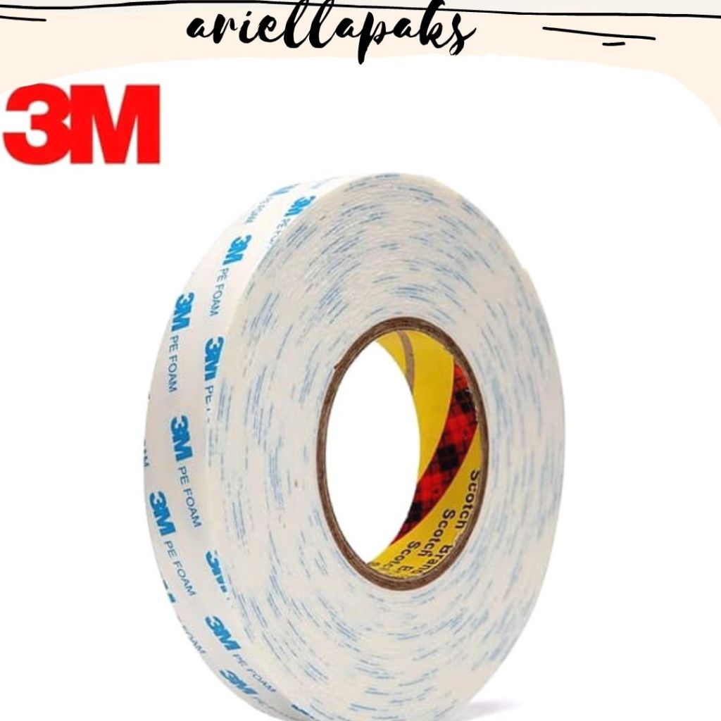 

DOUBLE TAPE 3M|Double tape 3M foam Putih 2cm x 4.5M|Perekat / Double Tape 3M Pe Foam / Solasi Busa