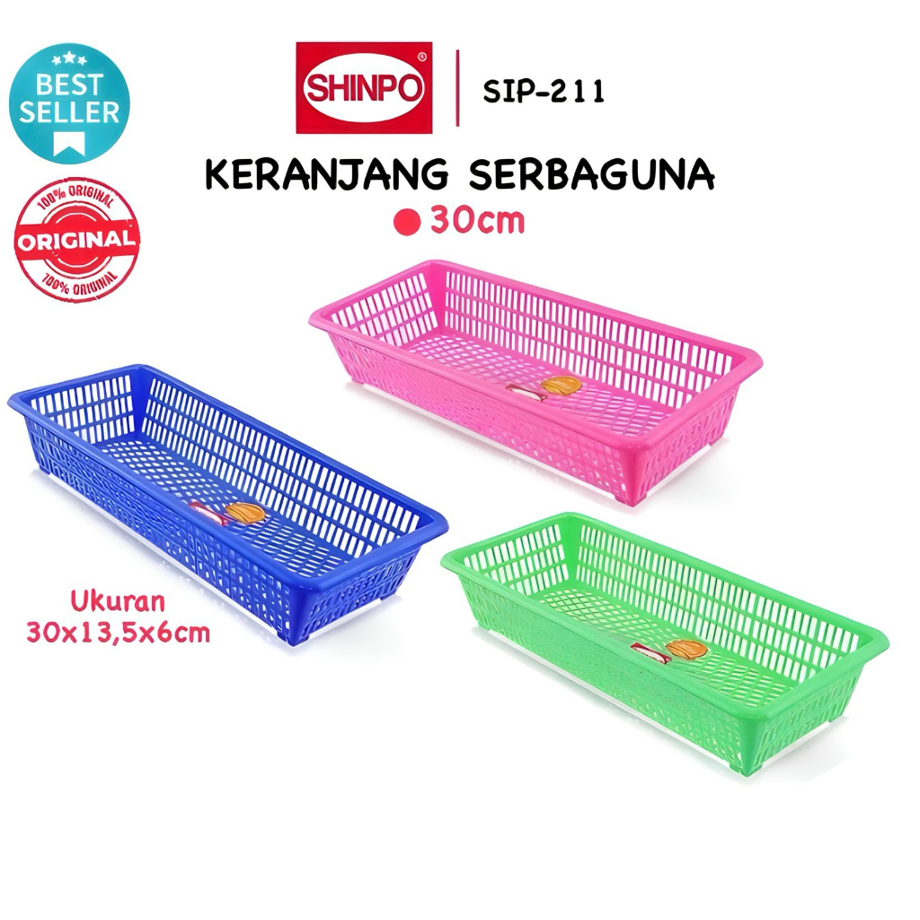 (BISA COD) PROMO Shinpo SIP-211 Keranjang Keranjang Plastik Kecil Persegi Panjang 30 CM Bakul Segi A