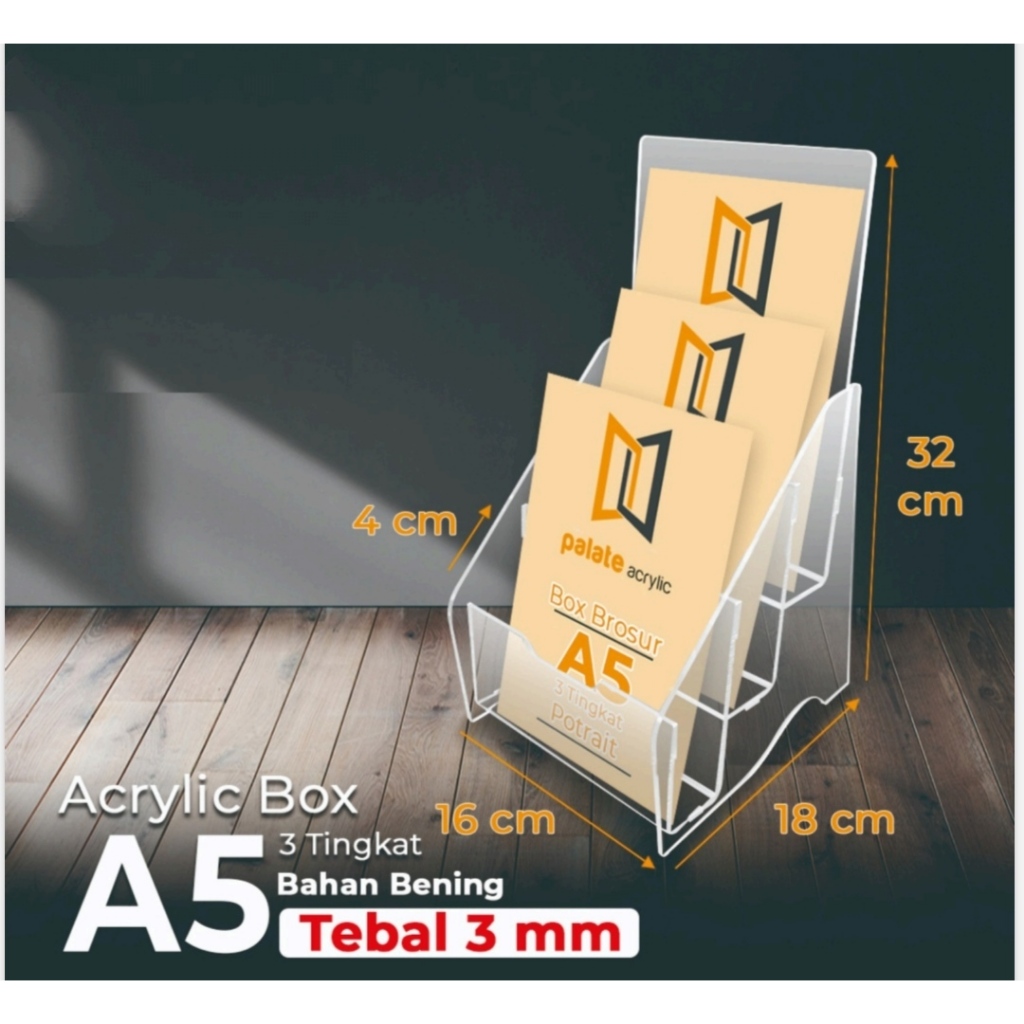 

acrilik box A5 3 tingkat bahan bening/3MM