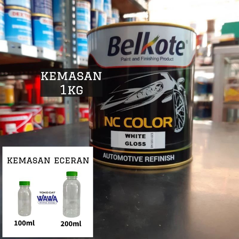 cat duco Belkote nc color white gloss / black gloss / black doff / jet black 200gr kemasan eceran re