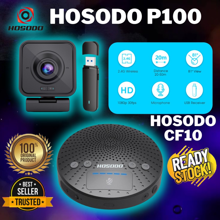 Paket HOSODO P100 webcam wireless with HOSODO CF10 Speakerphone