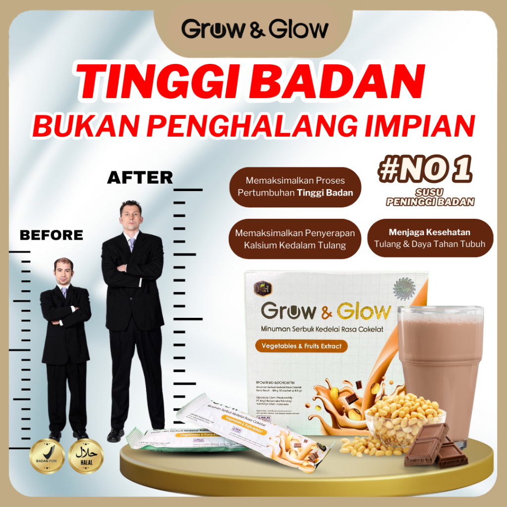

Grow And Glow Susu Bubuk Kedelai Cokelat Penambah Tinggi Badan Susu Pertumbuhan Remaja Tinggi Kalsium Tingkatkan Kepadatan Dan Kesehatan Tulang Sendi