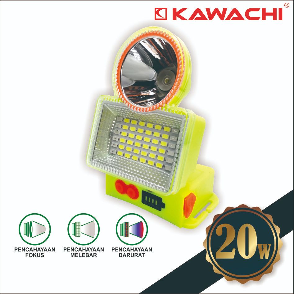 Kawachi-Senter Kepala Waterproof 15Watt + 20Watt 5.000Mah Kabel Charger Usb Port C Ly-1520A+