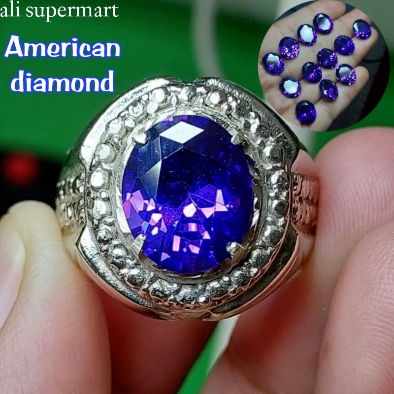 Batu cincin permata kecubung amethys cutting American diamond