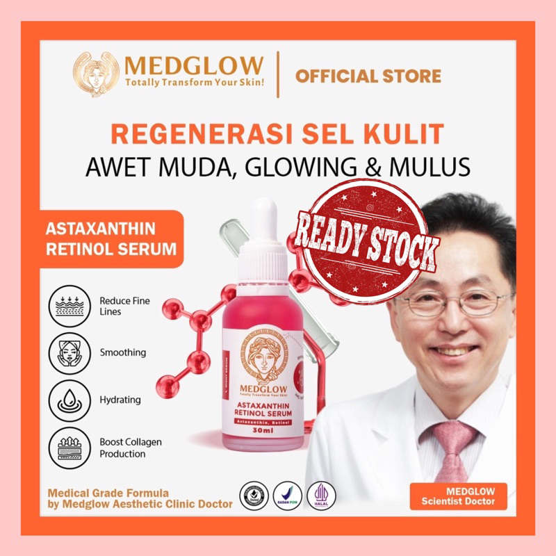 We Are Back MEDGLOW CLINIC Astaxanthin Retinol Serum 30 ml|BPOM HALAL Aesthetic Skincare Anti Aging 