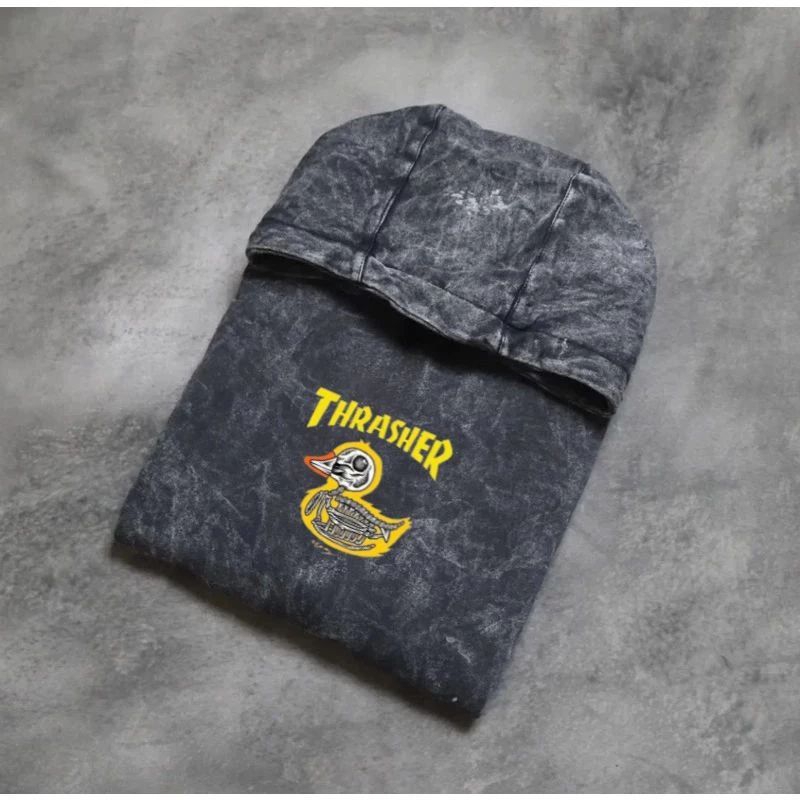 hoodie washing pancoat thrasher-hoodie woshing unisex bahan tebal pria wanita-hoodie washing abu ter