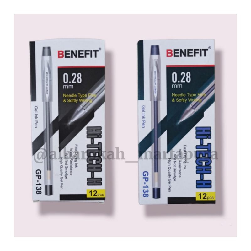 

TAB | Pulpen Benefit Hi-TECH-H 0.28 MM 1 pack isi 12 Hitam dan biru