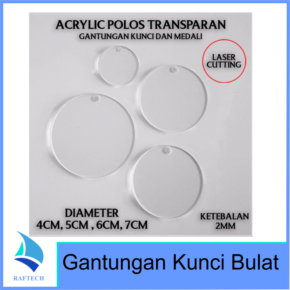 Acrylic Bening Potongan - Akrilik Bahan Gantungan Kunci Polos Bening