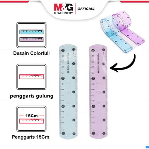 

M&G Penggaris gulung / Ruler Plastik Colorfull Fleksibel Panjang