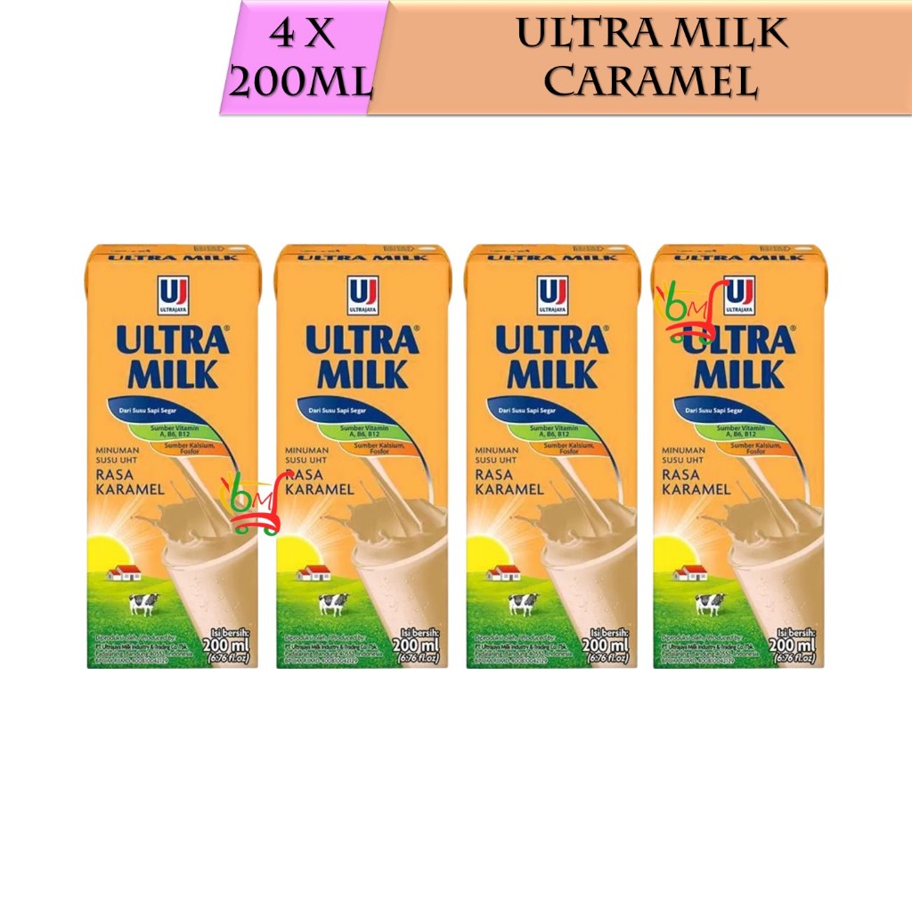 

4PCS Ultra Karamel Kemasan 200ml Susu Rasa Caramel