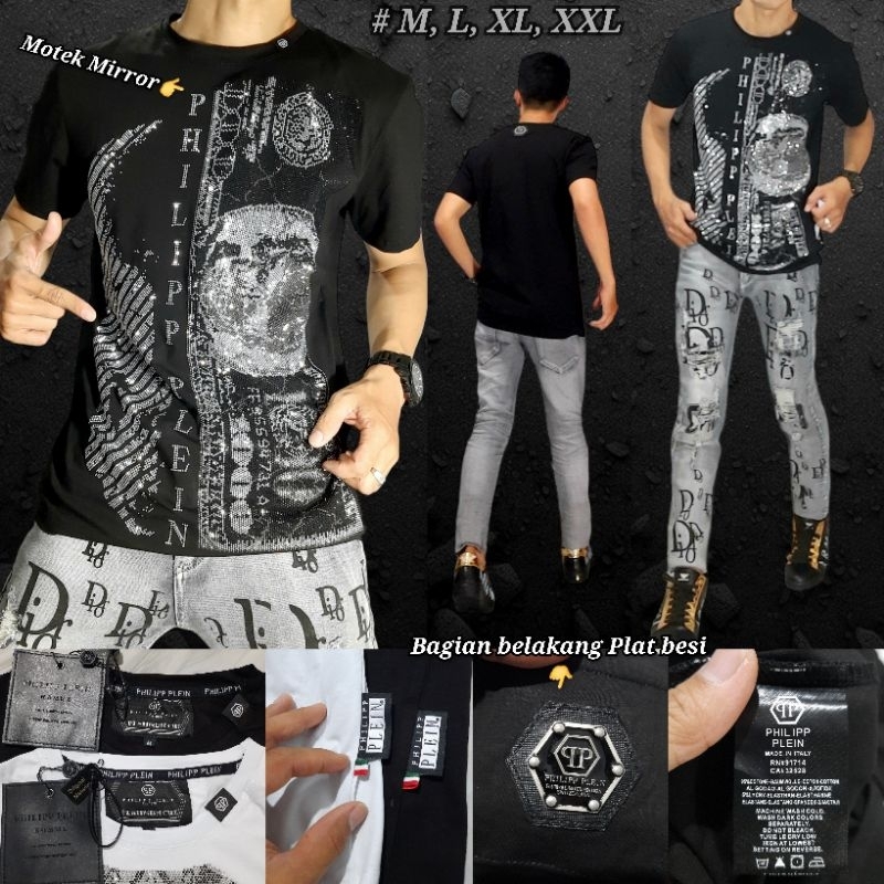 Kaos unisex impor kaos Philipp Plein Mirror import premium bahan kaos tshirt adem nyaman di pakai as