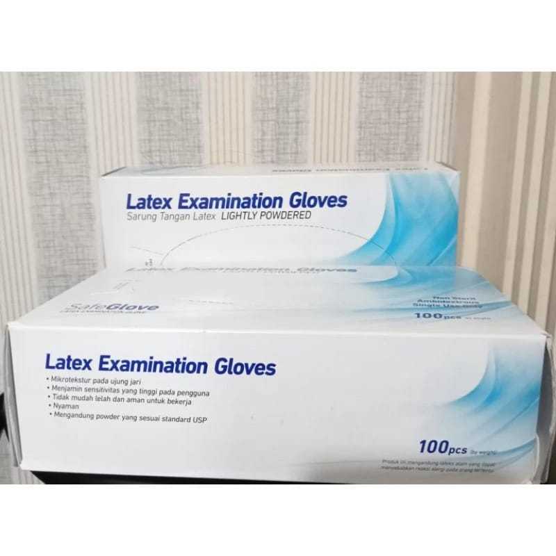 SARUNG TANGAN LATEX SAFE GLOVES POWERED ISI 100