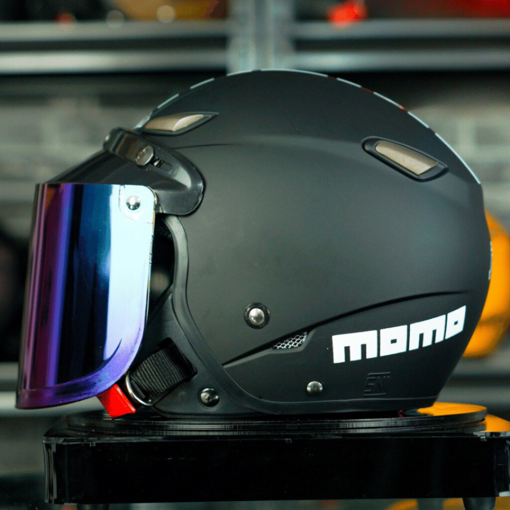 HELM JPN MOMO KACA BOGO DATAR FULL LEHER ORIGINAL SNI