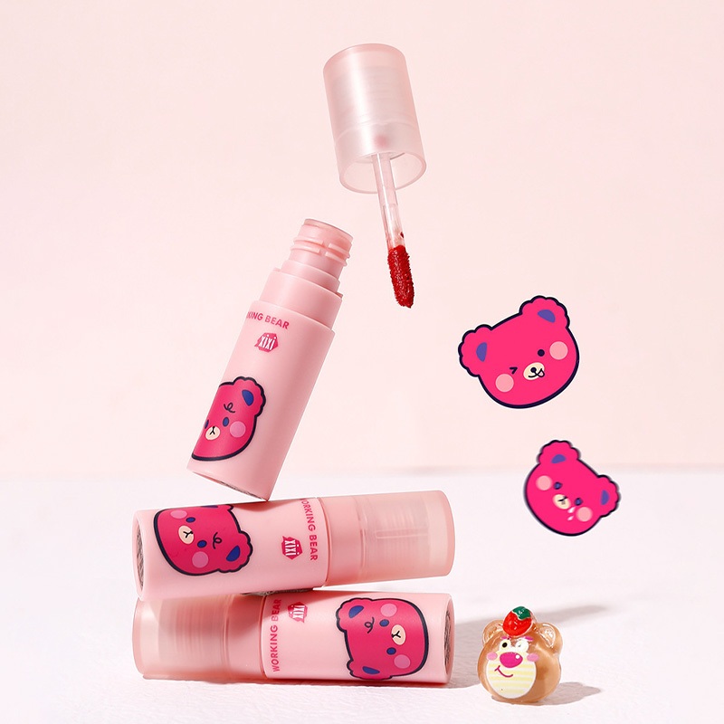 COD❣ XIXI Pink Bear Lip Glaze Matte Velvet Lip Cream Lucu Beruang 5 Warna Mist Lip Mud Lipgloss Kore