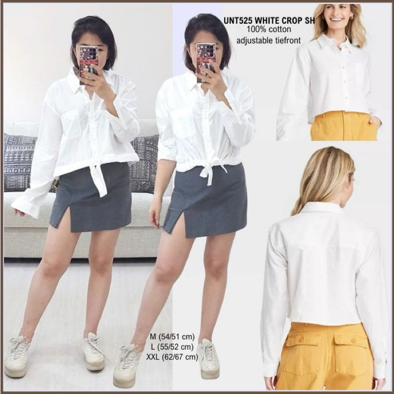 Kemeja Crop Putih Wanita (Tali di Depan) brand UNIVERSAL THREAD Original bahan 100% Katun