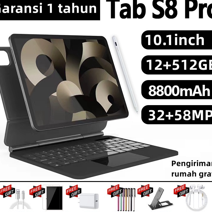 Baru 2022【COD+Pengiriman Lokal】Tablet PC Asli Baru Galaxy Tab S8 S8+ 12GB+512GB Tablet Android 10.1inch Layar Full Screen Layar Besar Wifi 5G Dual SIM Tablet Untuk Anak Belajar hp tablet tab advan Tablet Gaming kantor Tablet Murah