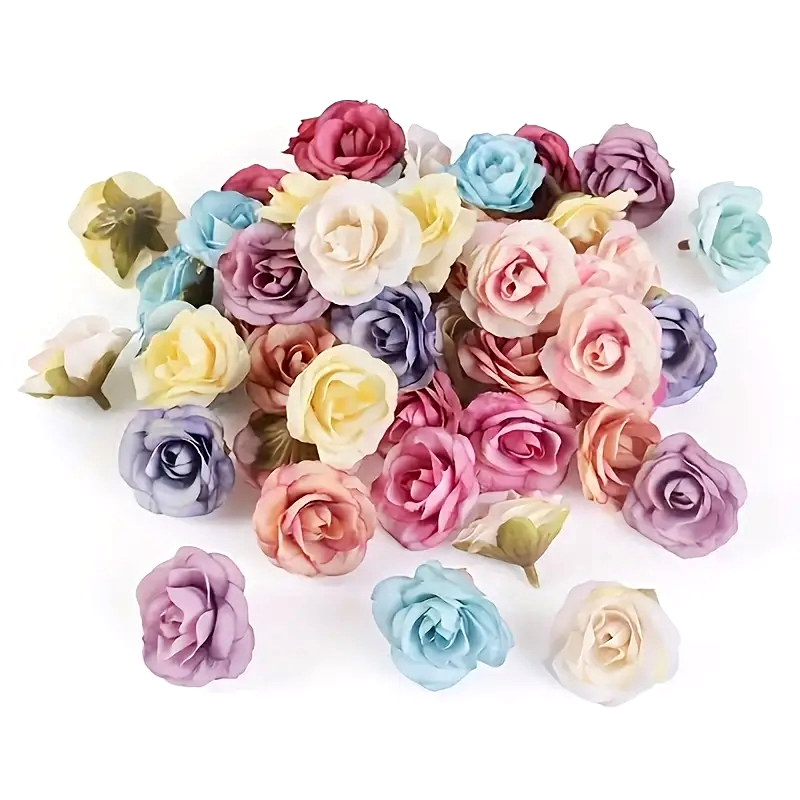 Kepala Bunga - Mawar Bulat Mini 4 cm Kecil Kain Artificial Flower Gradasi Rose Mekar Kuntum Kelopak 