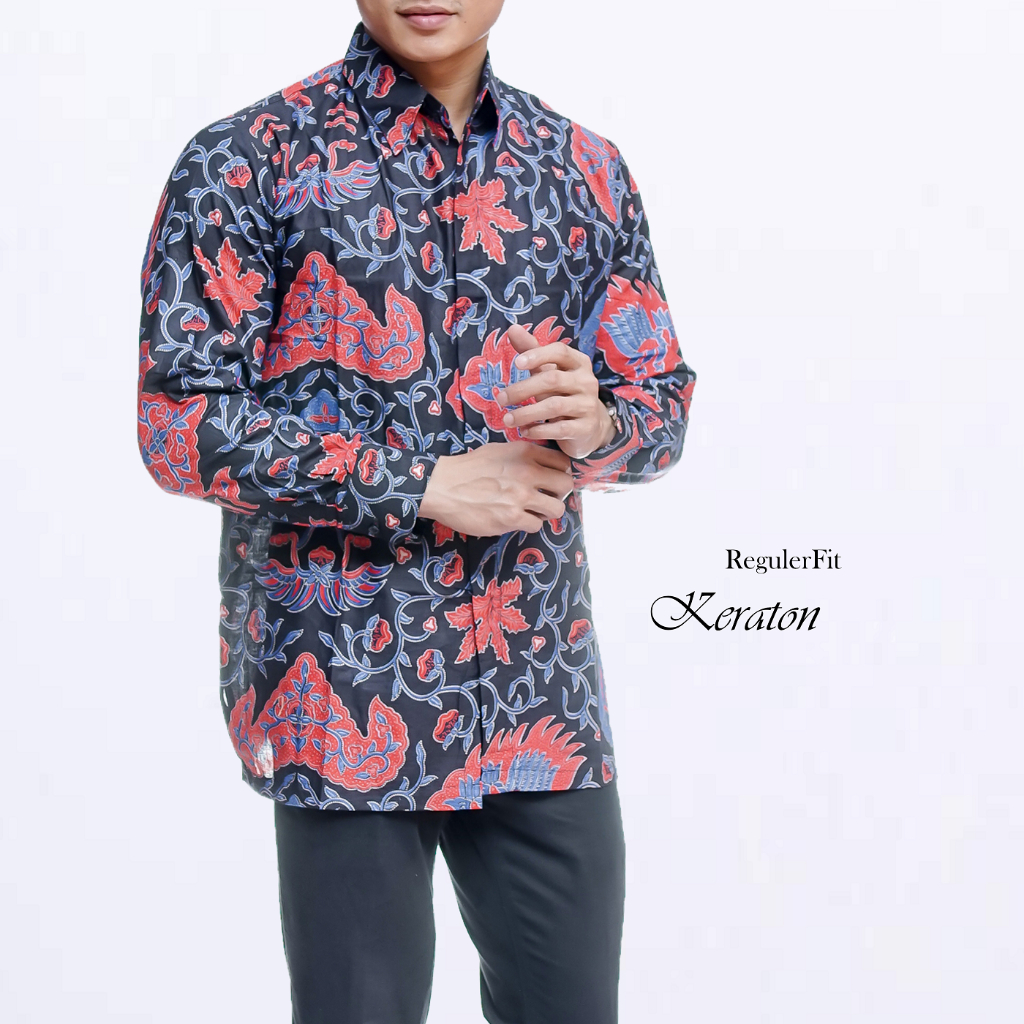 Batik Pria Kemeja Batik Pria Lengan Panjang Motif Keraton Warna Pink / Dusty