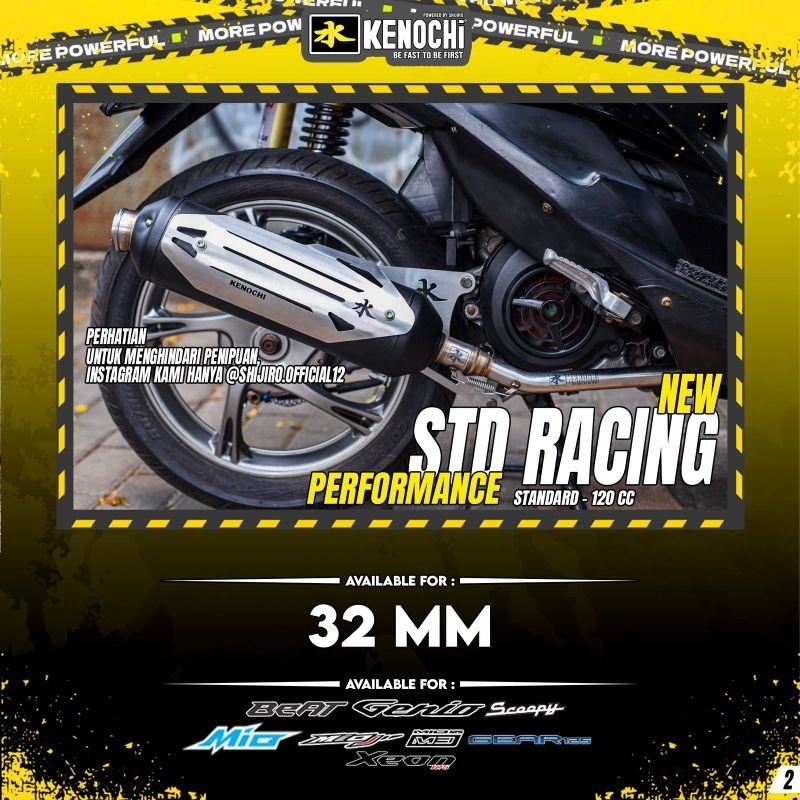 Knalpot Standar Racing Kenochi Performance Beat Scoopy Genio Vario karbu Mio Sporty Mio j Mio m3 Gea