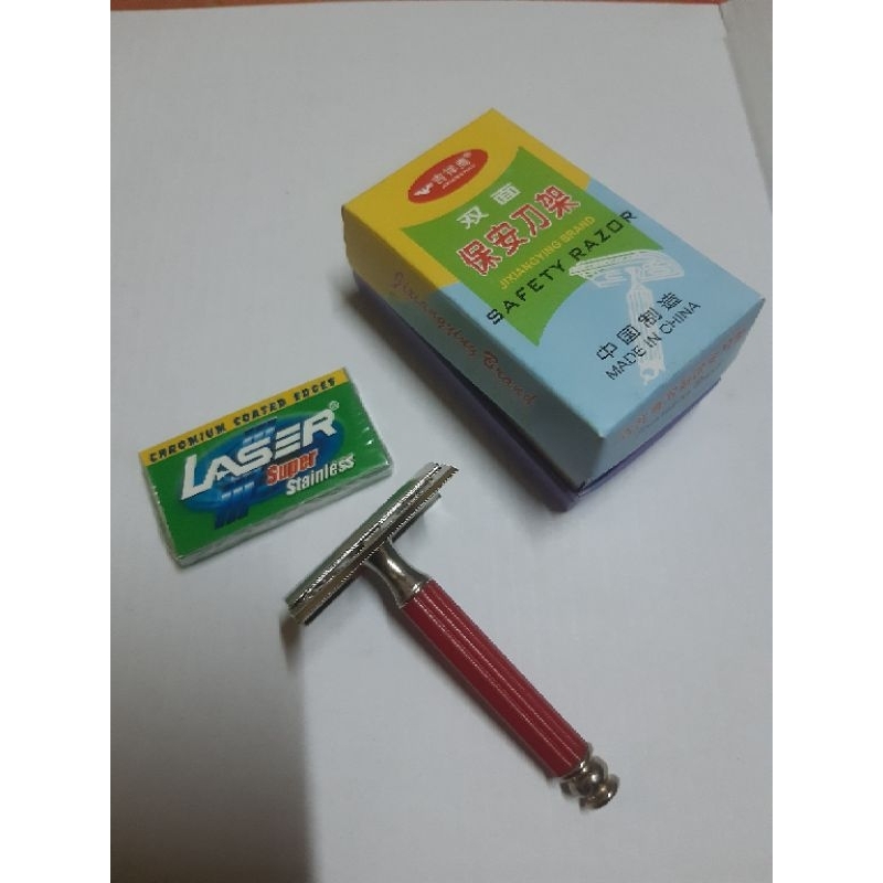 Cukuran kumis /jenggot besi plus silet 1pak isi 5 pcs