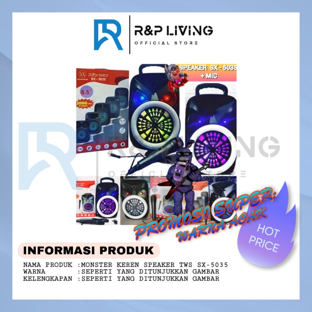 [R&P] 6.5 INCH Terbaru SX-5035 Speaker Bluetooth LED USB Memory Card Speaker(FREE MIC)