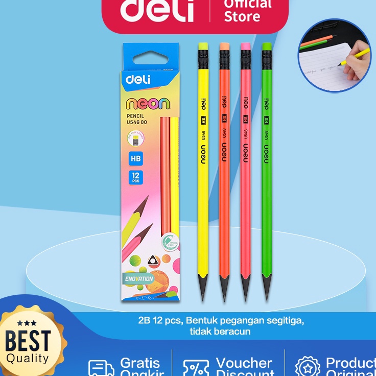 

Terupdate Deli Neon Pencil Triangular Barrel Pensil HB φ8×188mm EU54600 ➢☋★✭