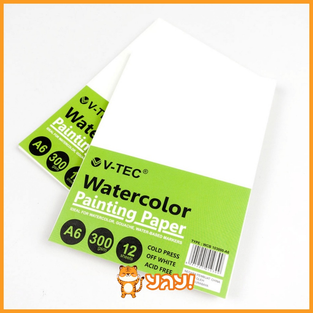 

YAY! Kertas Lukis Cat Air / Watercolour / Watercolor Painting Paper / Pad A6 300 gsm 12 Sheets Cold Press V-Tec WCB 103000