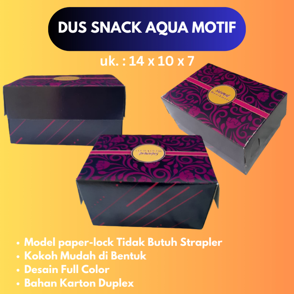 DUS / BOX SNACK AQUA DESAIN FULL MOTIF WARMA UNGU