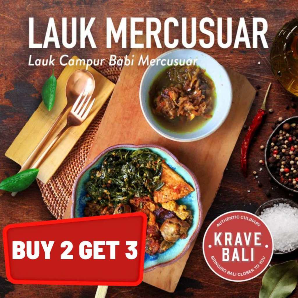 

Buy 2 Get 3 - Lauk Campur Babi Mercusuar - Makanan Khas Bali Asli - Krave Bali