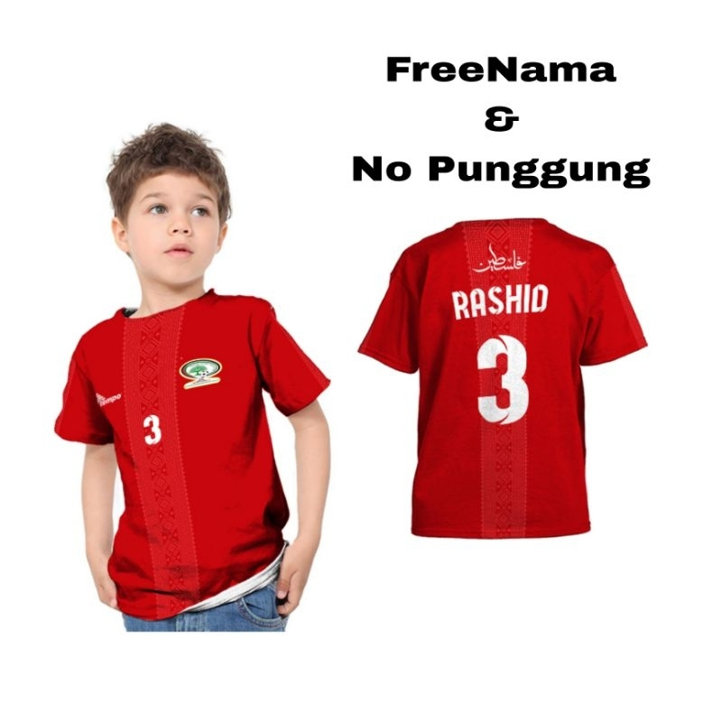 Kaos Jersey Bola Anak Printing Palestina Custom Nama