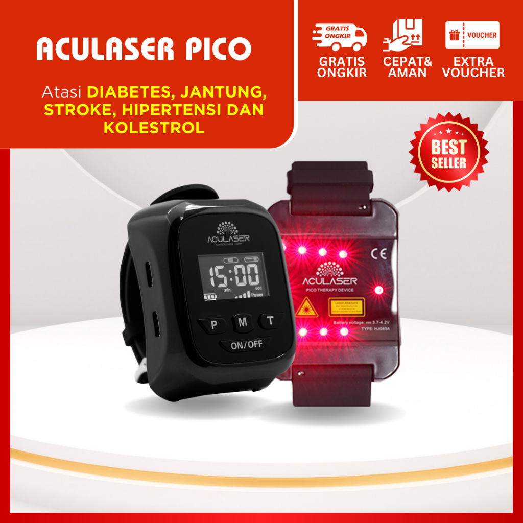 Aculaser Pico 10 Titik - Jam Tangan/Jam Laser Solusi Diabetes, Jantung dan Hipertensi. Terapi Stroke
