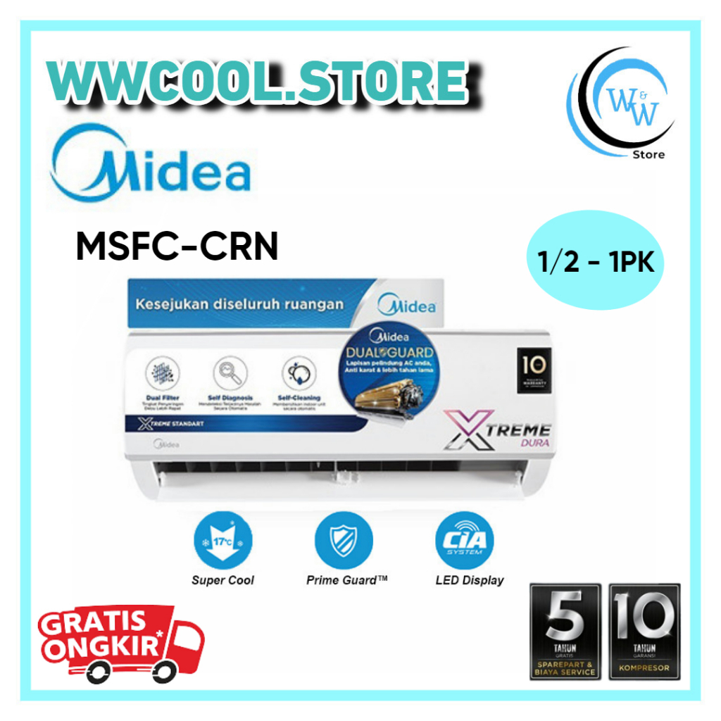AC Midea 1/2 - 1 PK MSFC-CRN AC Midea 1/2 PK MSFC05CRN/MSFC09CRN