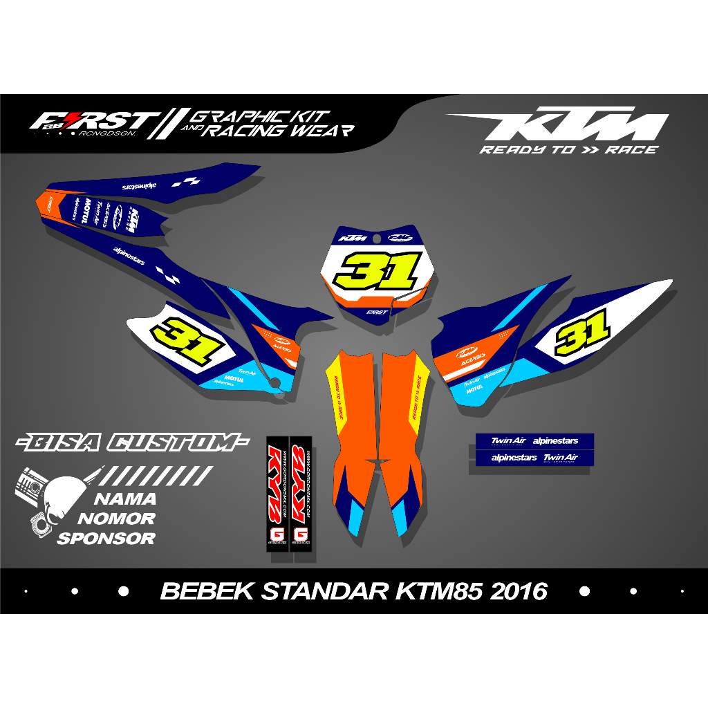 Decal bebek standar Ktm85 bodi ktm85 2016