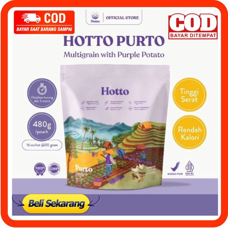 

HOTTO PURTO MULTIGRAIN WITH PURPLE POTATO HOTTOPURTO 1 POUCH 16 SACHET HOTOPURTP HOTO PURTO BPOM HALAL MUI