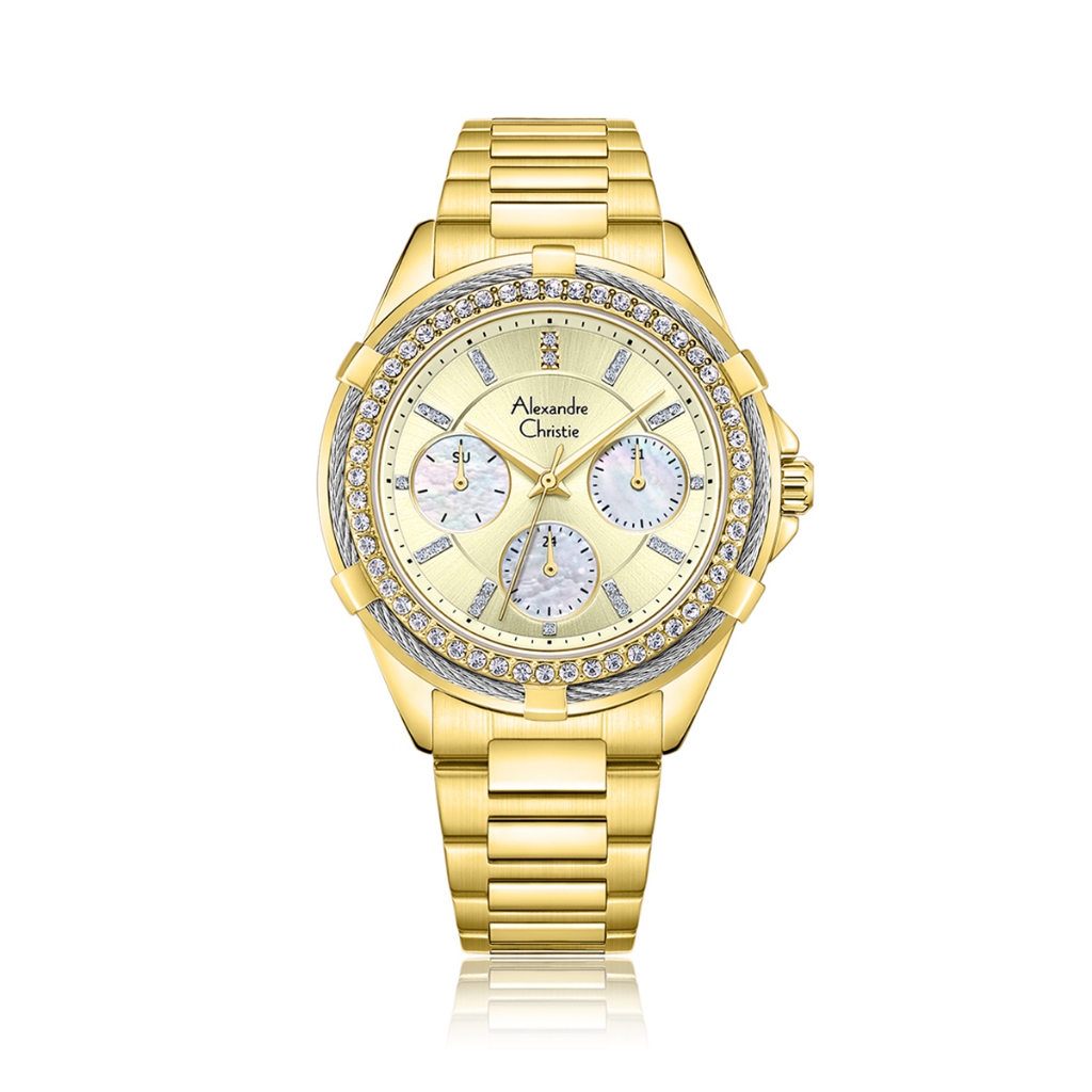 Jam Tangan Alexandre Christie Passion Boyfriend Band Multifunction Gold Gold 36mm - AC2B09BFBGPIV