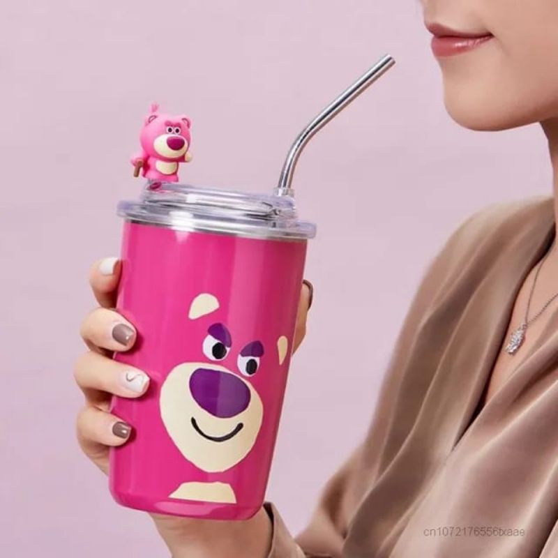 Termos Tumbler Minum Lotso Strawberry Bear Termos Botol Minum Lotso Dengan Sedotan Stainless Steel⭐ Supergiant ⭐