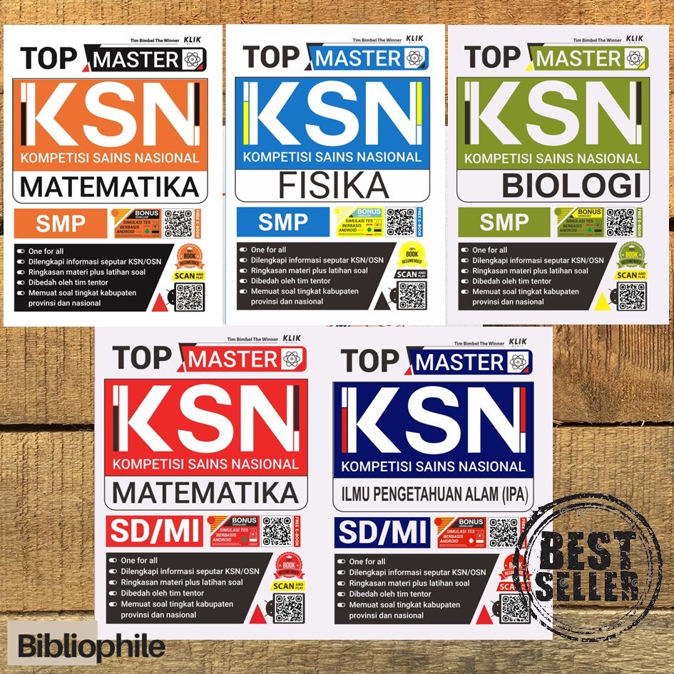 Buku Seri KSN - TOP MASTER KSN Matematika SD, IPA SD, Matematika SMP, Fisika SMP, Biologi SMP