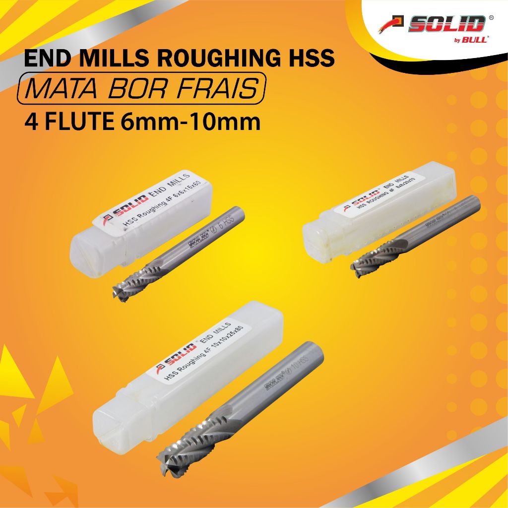Solid HSS End Mills Roughing 4F