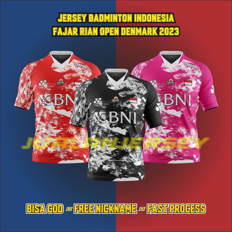 Jersey Badminton Indonesia Open Denmark 2023 premium Free custom