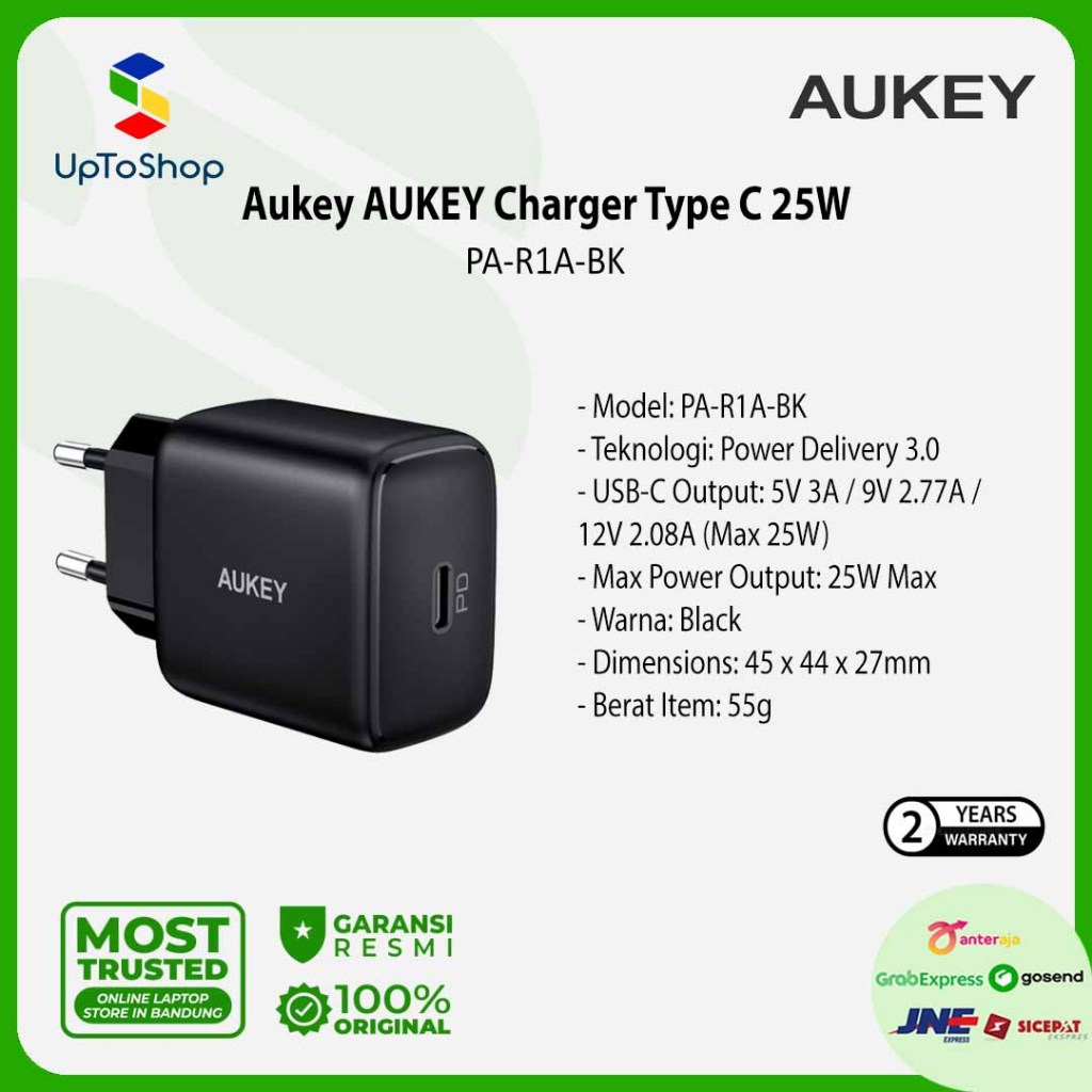 AUKEY Charger Type C 25W PA-R1A-BK PD 3.0 Fast Charging