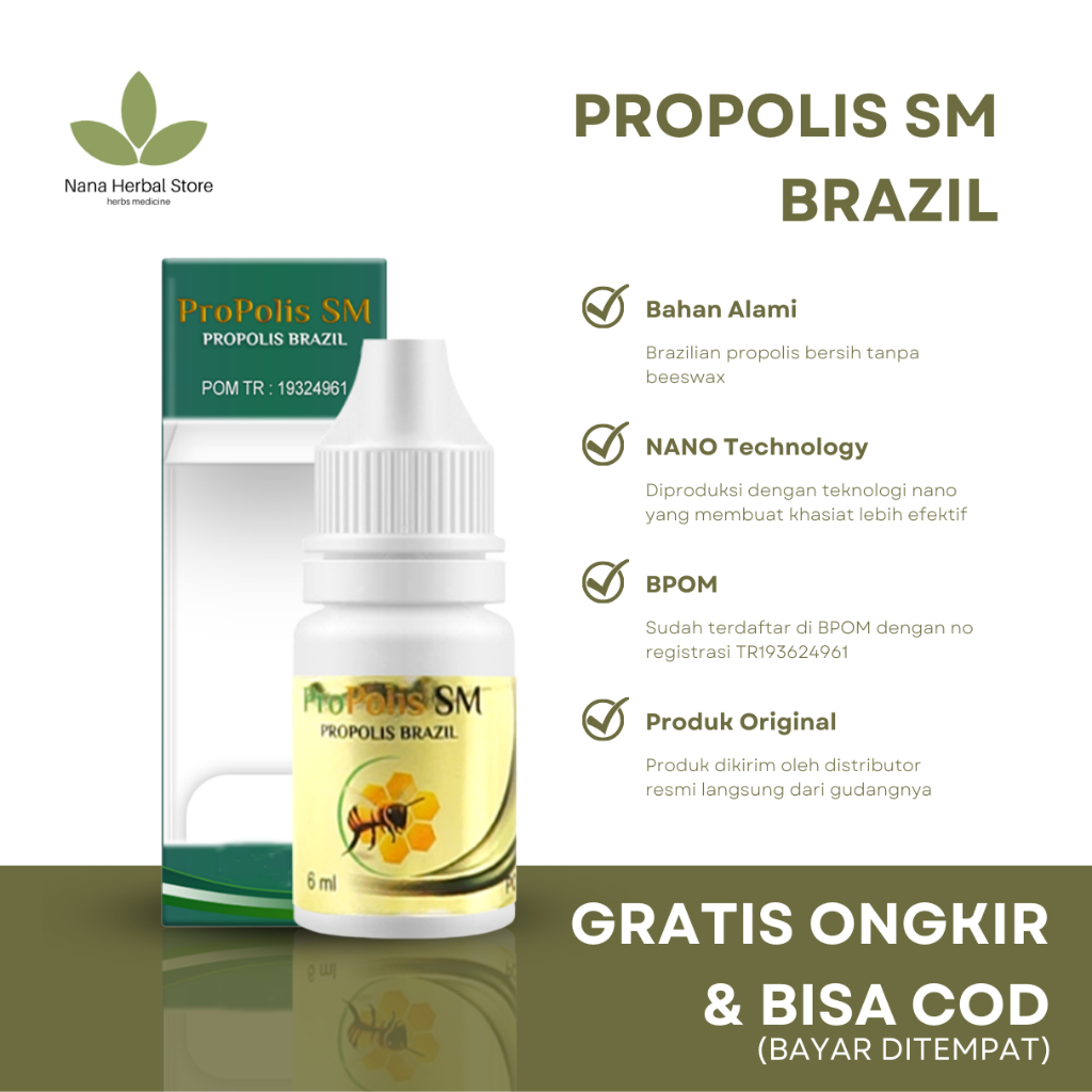 Propolis SM Brazilian 100% Asli Obat Maag Cair, Obat Maag Asam Lambung Naik, Obat Maag Kronis, Gerd 