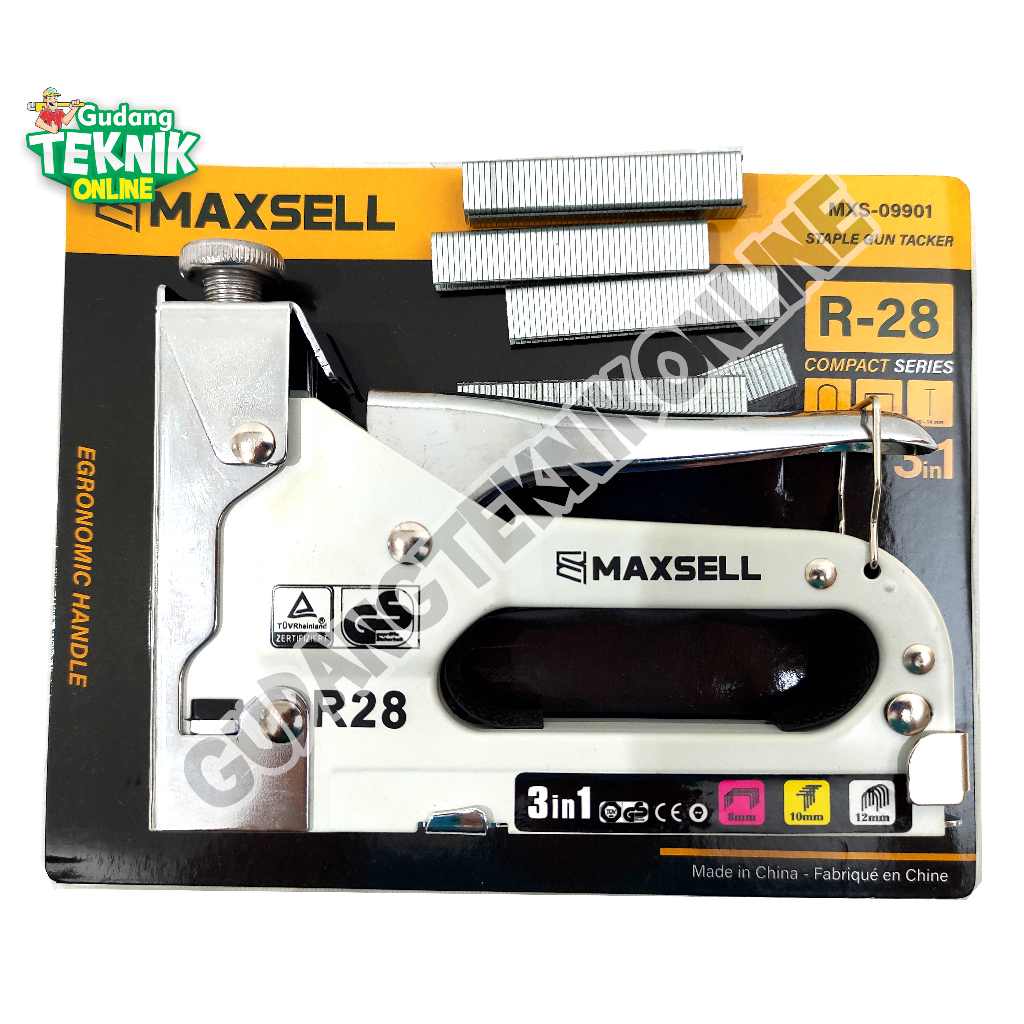 

(MAXSELL) Staples Gun 3in1 R28 MXS-0990 MAXSELL / Alat Staples Stapler Tembak Manual Tracker Jok Hekter MXS 0990